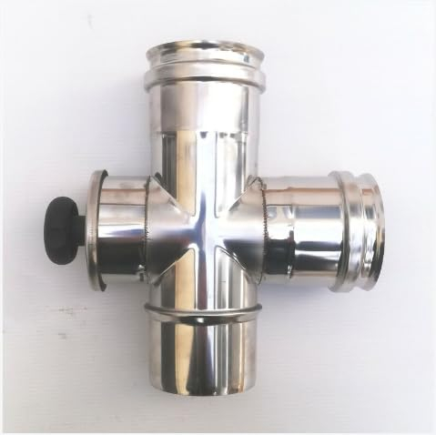 Verbindungsstück T 90° mit Inspektion - Edelstahl 304-5Dc - Pelletofen - Kamin - Ofenrohr (Edelstahl, 80 mm)