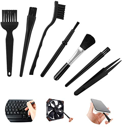 7 In 1 Anti Static Cleaning Brush Set Keyboard Brush Multipurpose Conductive Ground ESD Plastic Handle Nylon Dust Cleaning Brush Kit For Computer Camera ESD Tablet Mobiles Motherboard
