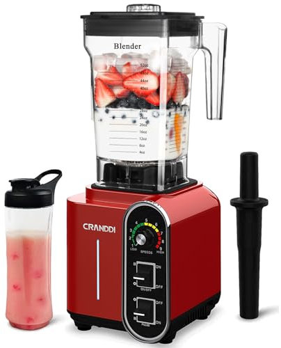 CRANDDI Professional Countertop Blender for kitchen,1800W, 9 Speeds, 52oz Jar for Shakes and Smoothies,High-Speed Commercial blender Easy to Clean, K98C-R