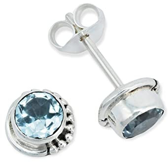 Ohrstecker 925 Silber Blau Topas hellblauer Stein Edelstein Ohrringe echt Silber Damen Sterling Silber Stecker Geschenk(MOS-028-62)