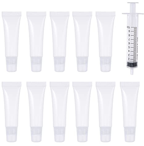 50Pcs Lip Gloss Tubes Refillable Lip Gloss Containers Refillable Lipgloss Squeeze Tubes Empty Lip Balm Containers with Syringe for DIY Cosmetic (10ML)