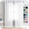 MRTREES Stores Gardine Weiß Wohnzimmer Gardinen modern Schlaufenschal 2er Set 300×140cm (H×B) Vorhänge mit Ösen in Leinenoptik halbtransparent Schals Vorhang kurz