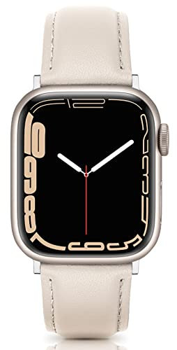 EDIMENS Leather Strap Compatible for Apple Watch 38mm 40mm 41mm 42mm(Series 10), Genuine Leather Sport Casual Wristband Compatible with iWatch Series 10 9 8 7 6 5 4 3 2 1 SE Sports & Edition Men Women