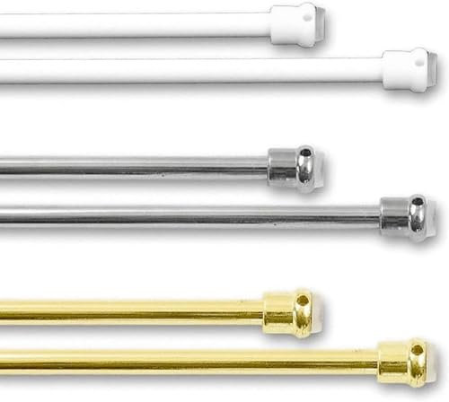 Coppia ASTINE a Pressione REGOLABILI CON MOLLA Estensibili per Porte Finestre Bacchette E CHIODI Bastone Astina Tenda Vetro Finestra Aste Tendine Tende da Interno SENZA FORARE (Cm 36/60, Oro)