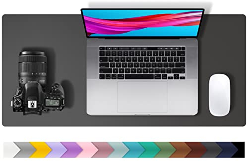 Aothia Schreibtischunterlage,Mauspad mit Leder und Rutchfeste Wildleder,Multifunktionales Office Mousepad Laptop Schreibunterlage,Tisch-Schutz Unterlage für Büro/Home(60x35cm,grau)