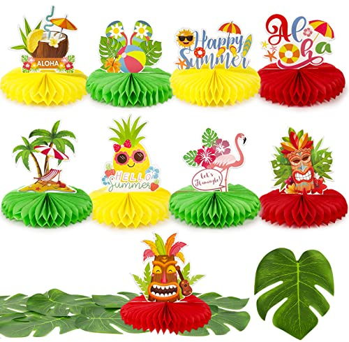 Hawaii Party Deko 19 Stück Tischdeko Luau Party Mittelstücke Palmenblätter Tropische Blätter Künstlich Dekoration für Mottoparty Aloha Strand Party Sommer Urlaub Geburtstag