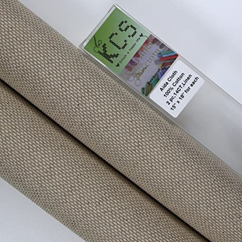 KCS Baumwoll-Aida-Stoff mit Zählmuster, 38,1 x 45,7 cm, 2 Stück (Leinen, 14 Karat)