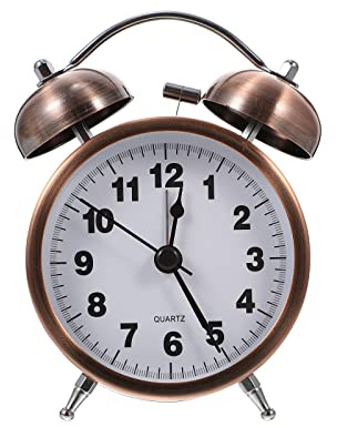 Beavorty Double Bells Metal Alarm Clock Rose Gold Shell Classic Desktop Clock for Home Office Bedside