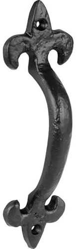 Hardware-Solutions Fleur De Lis Design - Door Pull Handle, Black | Suitable for interior and exterior doors; fixings included; antique black finish; 178mm.
