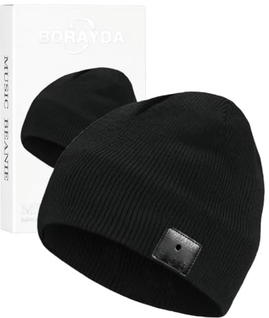 BORAYDA Bluetooth-Mütze, 18 Std. HD-Stereo-Wiedergabe, integriertes Mikrofon, elektronisches Damen und Herren