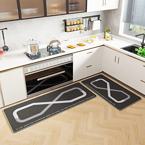 ZONOBI Weich Anti-Ermüdung Küchenteppich Wasserdicht rutschfest Stehkissen Dickes Läufer-Teppich Leicht zu Reinigen für Arbeitsplatz, Büro, Zuhause (Color : Style2, Size : 45 * 120cm)