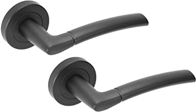 Hunta HANDLEZONE® Neemo Lever On Round Rose Door Handles, Internal Passage Latch Handles, 1 Set - Black Matt