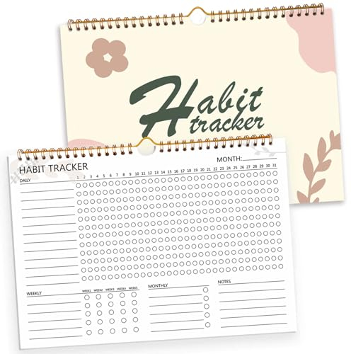 Habit Tracker-Kalender – 12 Monate, undatierter Tagesziel- und Gewohnheitstracker, Tagebuch-Planer mit Spiralbindung, tolles Produktivitätswerkzeug und Workout-Kalender, 29,7 x 21,6 cm