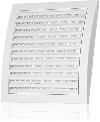 Ø 150mm Griglia Ventilazione Regolabile in Plastica ABS Bianca con Zanzariera e Flangia - Griglie Aerazione Rettangolari