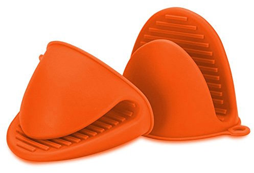 Ferleiss Lot de 2 mini de four en silicone résistant à la chaleur et anti-brûlure pour la cuisine, poignées pincées, maniques et maniques Orange