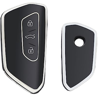 【6 Farben】 Z.MYUKI Enyaq iV 80 Schlüsselhülle mit Schlüsselanhänger für Skoda Enyaq RS 2020-2025 2026 Zubehör Original (Schwarz)