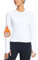 BALEAF Frauen Thermal Langarm Laufshirt Fleece Workout Tops mit Daumenloch Tasche Athletic Yoga Kaltes Wetter Ausrüstung Weiß XS