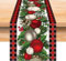 Tischläufer Weihnachten, Rot Schwarz Plaid mit Beere Girlande Weihnachten Tischdecken,Weihnachtsdeko Tisch, Winter Weihnachten Holiday Tischdecken,33x183CM