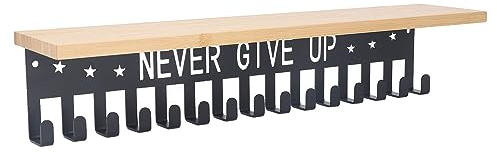 banapoy Medaillen-Aufhänger, Wandmontierter Medaillenhalter Display, Trophäenregal mit 20 Haken, Medaillen-Auszeichnungs-Aufhänger, Wandmontage Schwarz für Gymnastik, Fußball, Laufen, Rennen