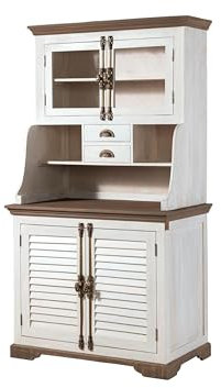 MASSIVMOEBEL24.DE | Toulouse Buffetschrank aus Massivholz #104 aus Mangoholz - weiß, lackiert 106x60x196 cm 2 Schubladen - 7 Fächer Buffet aus Massivholz Landhausstil
