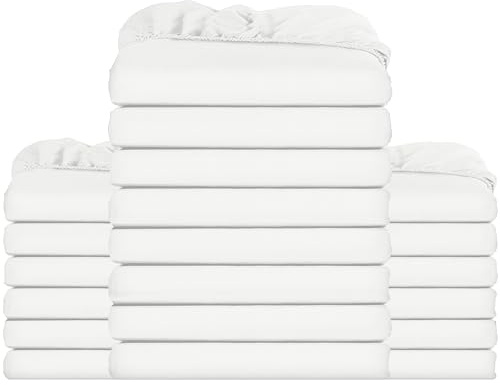 Utopia Bedding Fitted Sheet Bulk Pack of 20 Pieces - Single, White - Deep Pocket - Easy Care Soft Brushed Microfibre Fabric - Shrinkage and Fade Resistant - Bottom Sheet