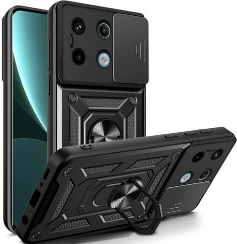betterfon Handyhülle Kompatibel mit Xiaomi Redmi Note 13 Pro 5G | Stoßfest & Kratzfest | Mit Kameraschutzring, Anti-Fingerabdruck & robuster Panzer-Design | Schwarz