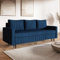 MOTIVENA Leo Sofagarnituren, 3 Sitzer Sofa mit Bettfunktion, Schlafsofa 215 cm Breit, Klappsofa mit Schlaffunktion, Bettsofa mit Schlaffunktion, Bonellfederkern (H4), Samt Sofa Blau