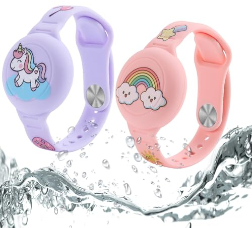 Dingfeiyu AirTag Armband Kinder Wasserdicht, Anti-Lost & Anti-Kratz-Schutz Airtag Bracelet for Kids, Silikon AirTags Hülle Holder Case Kleinkind