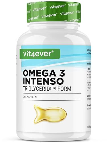 vit4ever Premium Omega 3 mit 80% Omega-3-Fettsäuren - 365 Kapseln | 1000 mg Fischöl mit 400 mg EPA & 300 mg DHA – Triglycerid-Form – Aufwendig gereinigt – Nachhaltig – Laborgeprüft