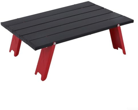 GLOBALHUT Tragbarer Campingtisch, leichter Klapptisch, Aluminium, faltbar, tragbarer Tisch, für Outdoor, Picknick, Kochen, Strand, Wandern, Angeln (Rot und Schwarz)