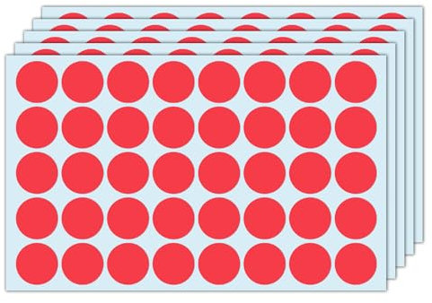 1000 Stück, 25mm - Klebepunkte Rot, Rote Punkte Aufkleber Sticker, Runde Punktaufkleber Markierungspunkte