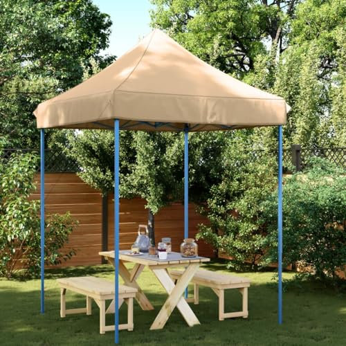 LAPOOH Partyzelt Faltbar Pop-Up Beige 200x200x306 cm, Festzelt, Pavillion, Bierzelt, Garten Party Zelt, Gartenzelt, Grillpavillon - 4004983