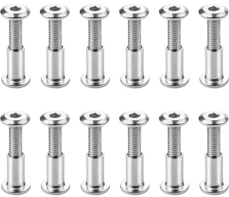 YunBey 12 Set Viti per Mobili M6 con Manicotto 12 Viti Mobili per Filettatura e 12 Viti per Manicotto Viti di Collegamento M6 per Legno Mobili Armadi, 20-32mm