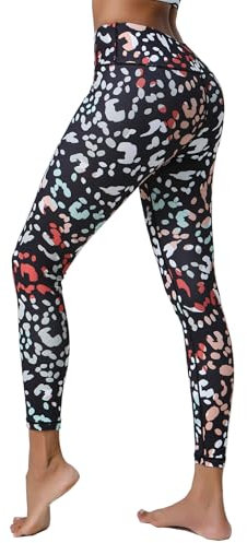 YuanDiannn Damen 7/8 Leoparden Yoga Hose Hoher Taille Stretch Sport Leggings Bunte Push Up Leggins Shape Tights Drucken Kompression Trainings Fitness Laufhosen Leo Lauftights 4# S