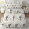 Linfye Grau Blumen Bettwäsche 135x200 cm Beige Pflanze Bettwäsche-Sets Kinderbettwäsche Braun Blätter Bettbezug 135 x 200, Weich Mikrofaser Bettbezüge mit Reißverschluss + 2 Kissenbezug 80x80 cm