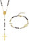 Flongo 2 Stücke Rosenkranz Armband Halskette: Schmuck Set mit Kreuz Anhänger Katholische Jungfrau Maria Gold Schwarz Rosenkranz Edelstahl Verstellbares Armkette Kette Religiöser Glaube Virgin Mary