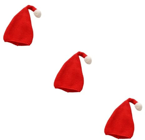 LIFKOME 3St Strickmütze Kinder wintermütze weihnachtsmütze für Kinder Niedliche mütze Pudelmütze Weihnachtsmützen für Klein lustige Weihnachtsmütze Haarballenmütze rot