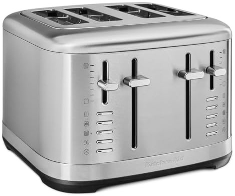 KitchenAid 4-Slice Toaster, Extra-Wide Slots for Artisan Bread & Bagels, Dual Independent Controls, 7 Shade Settings, Bagel, Defrost, Reheat & Little Longer, High-Lift Lever, Stainless Steel