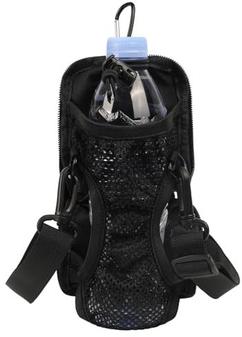 DODAMOUR Molle – Porte-bouteille d'eau pliable pour bouteille d'eau de 600 ml avec bandoulière, porte-bouteille tactique pour randonnée, marche (noir)