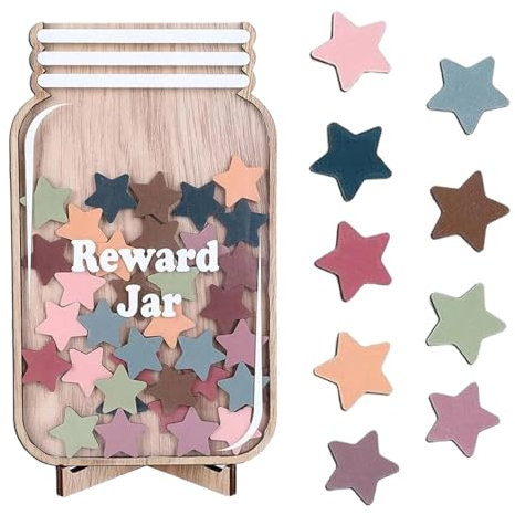 Reward Jar with Star Tokens, Reward Charts for Children Behaviour Star Reward Jar for Children Potty Train Tool Reward Board for Kids Home School Classroom