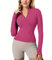 Memoryee Sportshirt Damen Langarm Gym Sport Top Oberteile Activewear Fitness Yoga Trainingsjacke Laufshirt Enge Sportjacke mit Reißverschluss und Daumenloch B-Rosarot1 XS