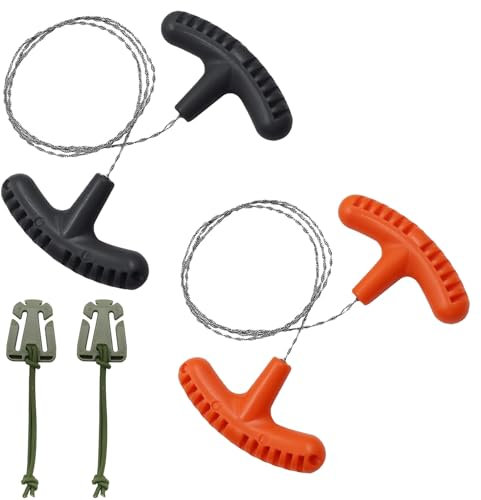 2 seghe a fune, 73,5 cm, sega a filo, sega a mano, filo da taglio per esterni, piccola sega per giardinaggio, attività all'aperto, campeggio, albero, legno, con 2 fibbie