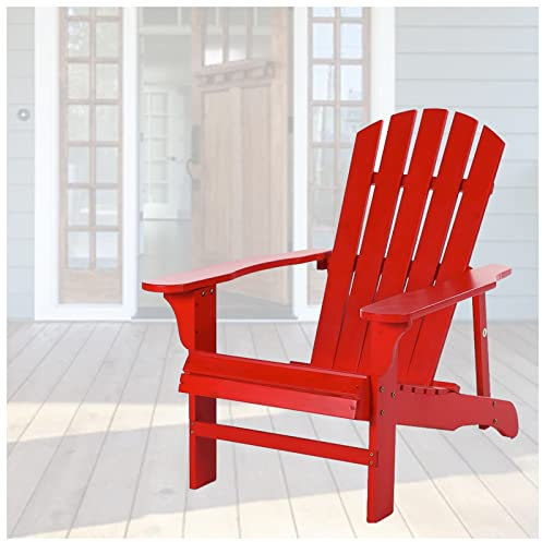 Chaise Adirondack en bois rouge pour jardin, piscine, terrasse, balcon et terrasse