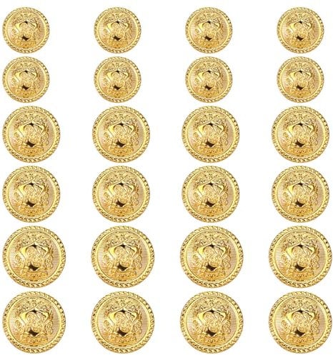 Bremorou 24 Stück Goldene Knöpfe - Kupfer, Rund, Gold, Blazer, Jackenknopf, Trachtenknopf, Metallknopf, Vintage, Antike, Damen, Herren, DIY, Jacke, Uniform, Anzüge, Mäntel