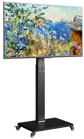 Neothm TV ständer Rollbar schwenkbar TV Standfuß bis zu 50kg Fernsehstand mit Rollen höhenverstellbar für 32 bis 65 75 Zoll Flachbildschirm 30° Drehung Max. VESA 600x400 Weiß