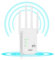 Amplificador WiFi 1200Mbps, Extensor WiFi de Doble Frecuencia 5ghz y 2,4ghz, Repetidor WiFi con 4 Antenas, Intensificador WiFi WPS Botón, Fácil Configuración,Compatibles (Blanco lechoso)