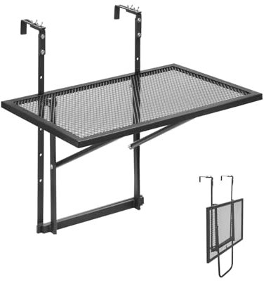 VEVOR Balcony Hanging Table, 19 x 24 in Metal Folding, Outdoor Balcony Bar for Railings, 5-Level Adjustable, Fit Railing from 1 to 4.7, Serving for Patio & Deck