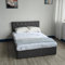 Panana Upholstered Ottoman Double (4ft6) Grey Linen Fabric Storage Bed, Gas Lift Up Bed Frame with Storage, End Opening Wooden Slats (Grey with Crystal Headboard, Double)