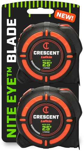 Crescent Lufkin 25 Ft Workhorse Nite Eye Tape Measure, 2 Pack, L1125NESET2V