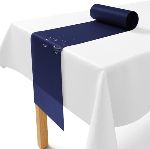 Chemin de table en non-tissé - Bleu foncé - 30 cm x 25 m - Jetable - Décoration de table élégante pour mariage, communion, baptême, anniversaire, Noël et fêtes à la bière